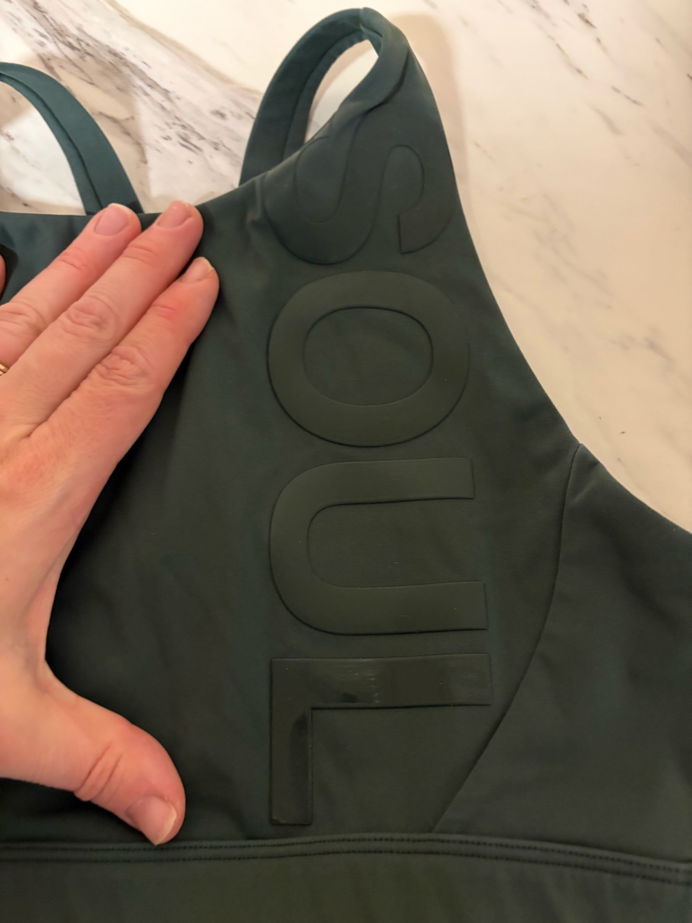 SoulCycle Dark Green High Neck Cross Back Sports Bra